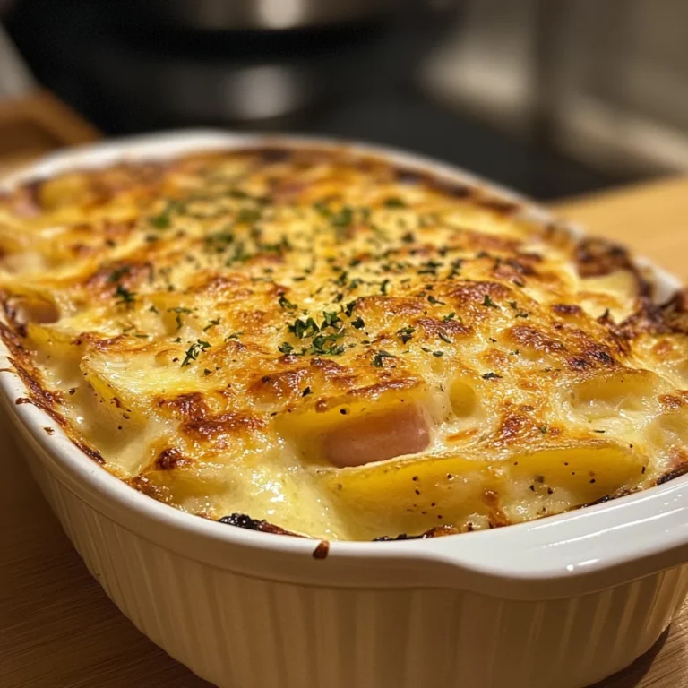Pommes de terre au jambon gratiné