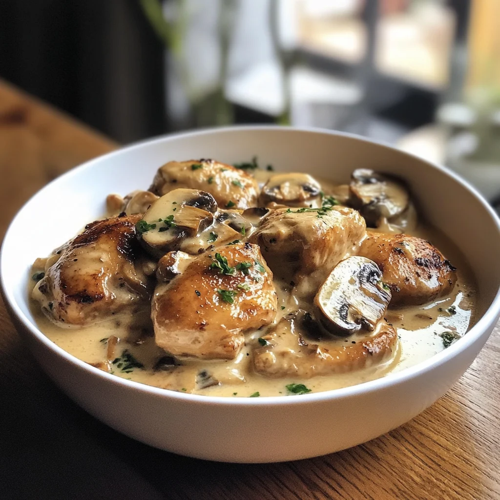 fricassée poulet crème champignons