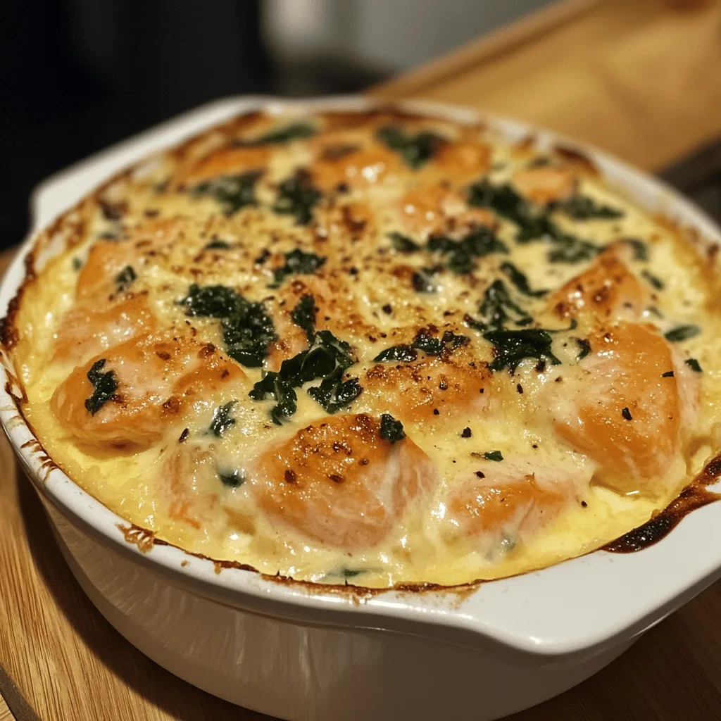 Gratin saumon épinards crème