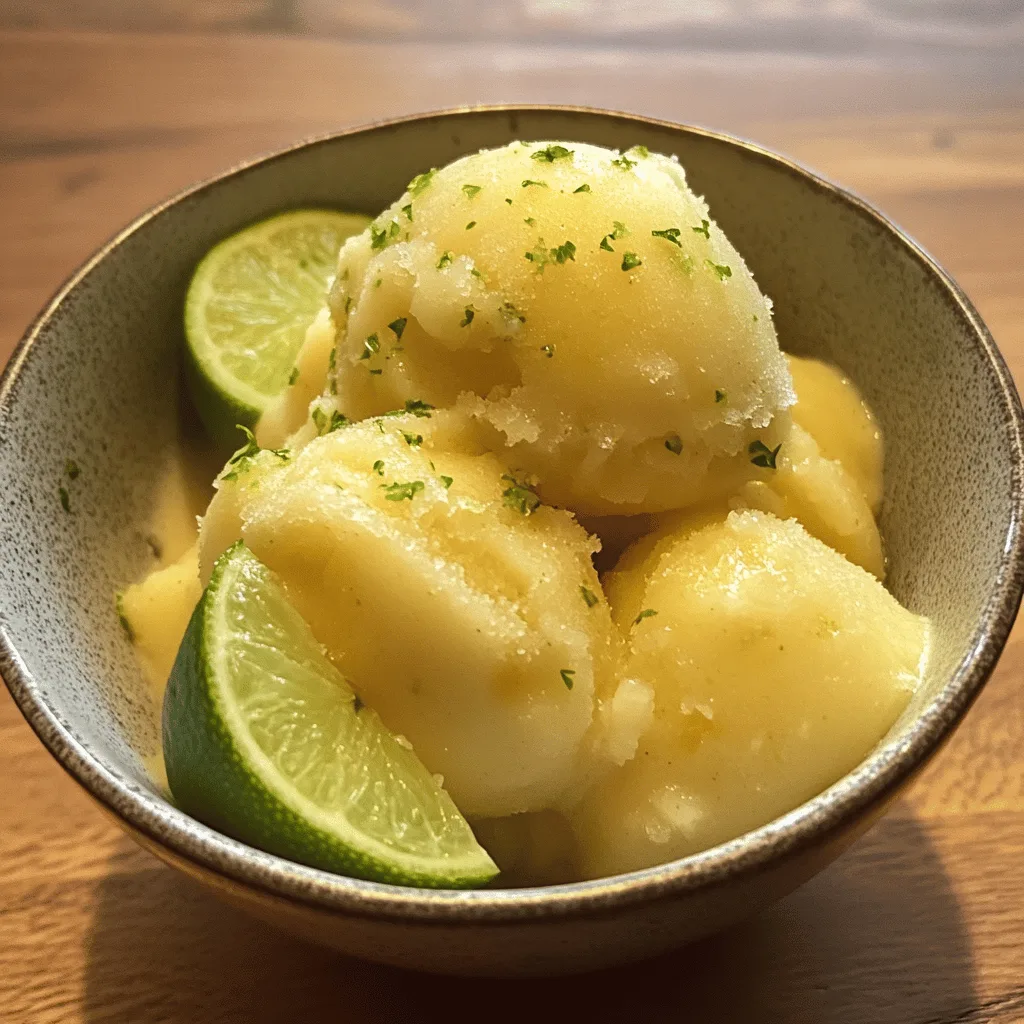 Glace d’ananas vanille lime