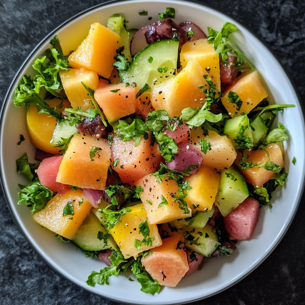 Salade melon jambon roquette